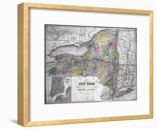 Map of the State of New York, 1850-null-Framed Giclee Print