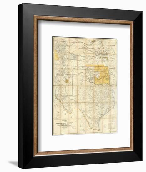Map of The States of Kansas and Texas and Indian Territory, c.1867-null-Framed Art Print