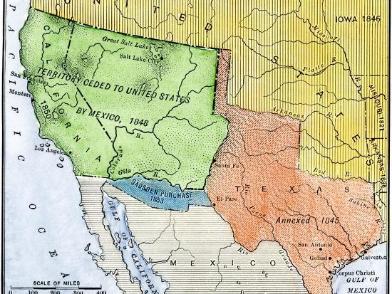 Map of the Territory Ceded by Mexico to the U.S. after the Mexican ...