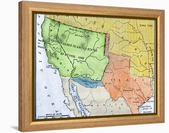 Map of the Territory Ceded by Mexico to the U.S. after the Mexican-American War, c.1848-1853-null-Framed Premier Image Canvas