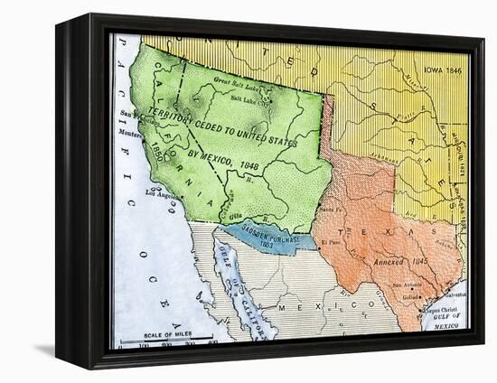 Map of the Territory Ceded by Mexico to the U.S. after the Mexican-American War, c.1848-1853-null-Framed Premier Image Canvas