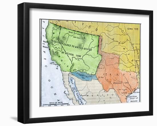 Map of the Territory Ceded by Mexico to the U.S. after the Mexican-American War, c.1848-1853-null-Framed Giclee Print