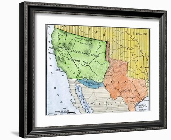 Map of the Territory Ceded by Mexico to the U.S. after the Mexican-American War, c.1848-1853-null-Framed Giclee Print