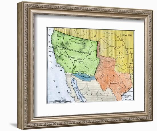 Map of the Territory Ceded by Mexico to the U.S. after the Mexican-American War, c.1848-1853-null-Framed Giclee Print