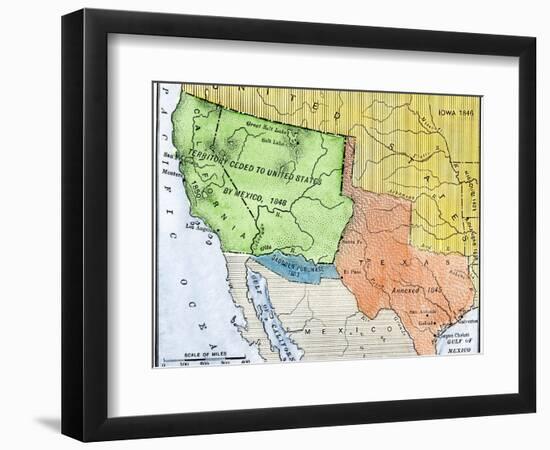 Map of the Territory Ceded by Mexico to the U.S. after the Mexican-American War, c.1848-1853-null-Framed Giclee Print