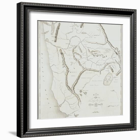 Map of the Territory West of the Rocky Mountains, 1837-B.S. Bonneville-Framed Giclee Print