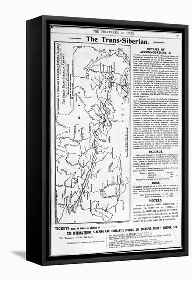 Map of the Trans-Siberian Railway, Produced by J. Bartholomew and Co., c.1920-English School-Framed Premier Image Canvas