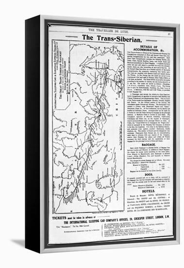 Map of the Trans-Siberian Railway, Produced by J. Bartholomew and Co., c.1920-English School-Framed Premier Image Canvas