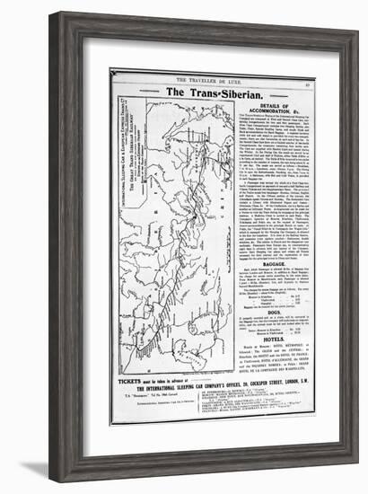 Map of the Trans-Siberian Railway, Produced by J. Bartholomew and Co., c.1920-English School-Framed Giclee Print