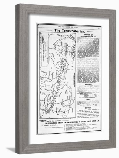 Map of the Trans-Siberian Railway, Produced by J. Bartholomew and Co., c.1920-English School-Framed Giclee Print