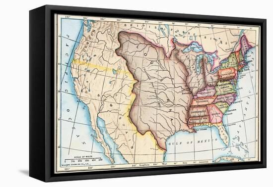 Map of the U.S. in 1803, Showing the Louisiana Purchase-null-Framed Premier Image Canvas