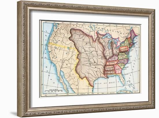 Map of the U.S. in 1803, Showing the Louisiana Purchase-null-Framed Giclee Print