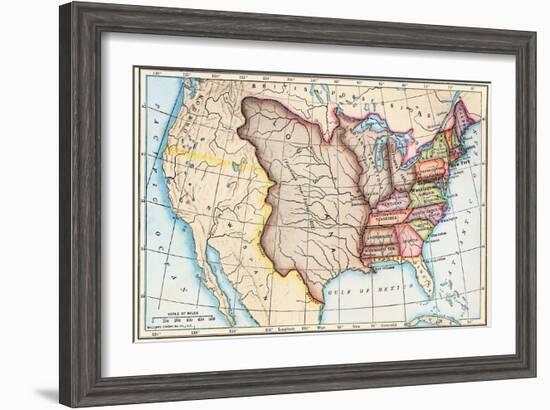 Map of the U.S. in 1803, Showing the Louisiana Purchase-null-Framed Giclee Print