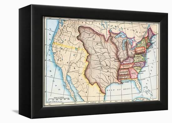 Map of the U.S. in 1803, Showing the Louisiana Purchase-null-Framed Giclee Print