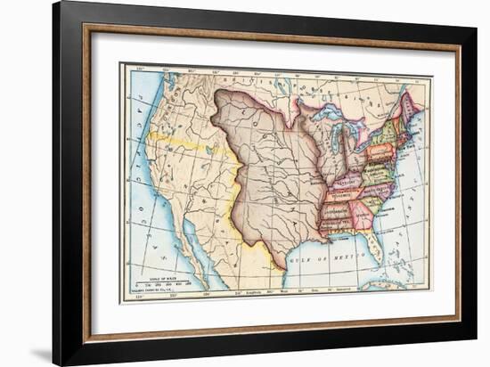 Map of the U.S. in 1803, Showing the Louisiana Purchase-null-Framed Giclee Print