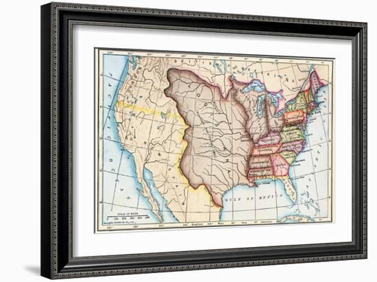 Map of the U.S. in 1803, Showing the Louisiana Purchase-null-Framed Giclee Print