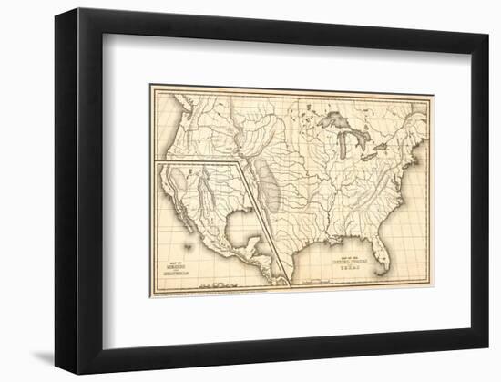 Map of the United States and Texas, Mexico and Guatimala, c.1839-Samuel Augustus Mitchell-Framed Art Print