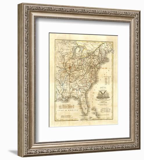 Map of The United States, c.1845-John Warner Barber-Framed Art Print