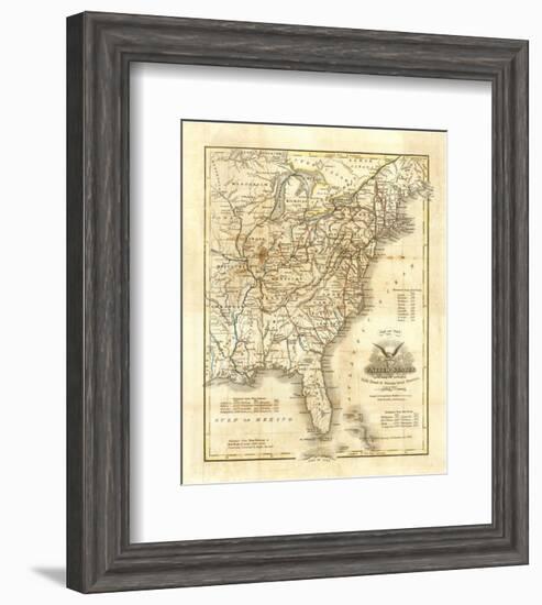 Map of The United States, c.1845-John Warner Barber-Framed Art Print