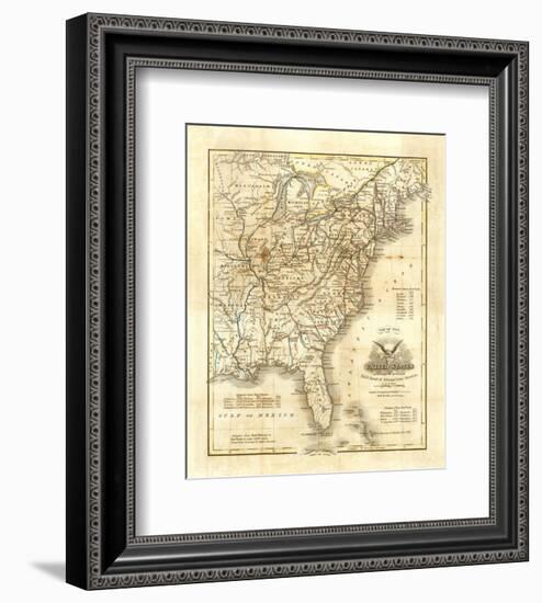 Map of The United States, c.1845-John Warner Barber-Framed Art Print