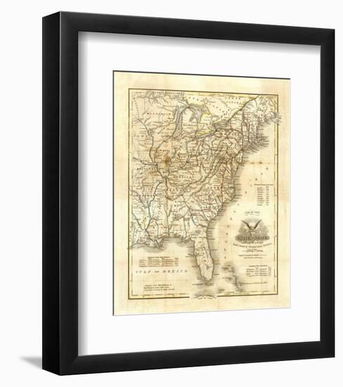 Map of The United States, c.1845-John Warner Barber-Framed Art Print