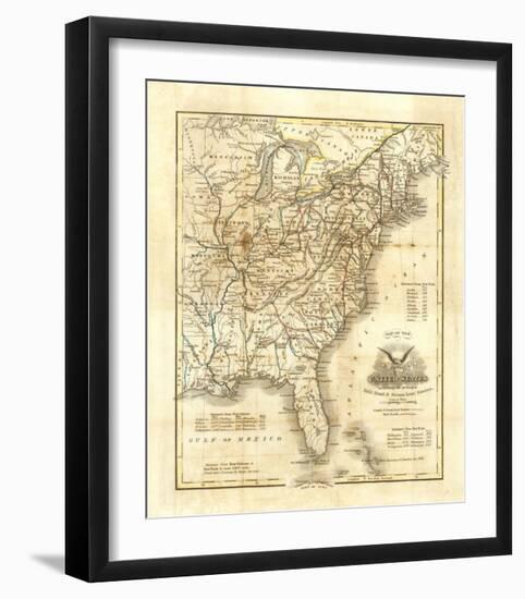 Map of The United States, c.1845-John Warner Barber-Framed Art Print