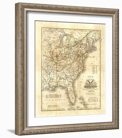 Map of The United States, c.1845-John Warner Barber-Framed Art Print