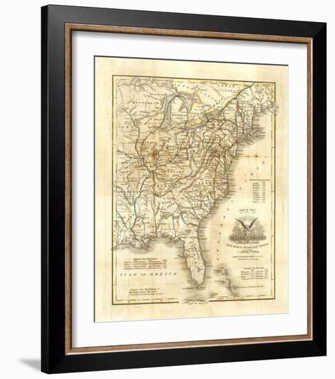 Map of The United States, c.1845-John Warner Barber-Framed Art Print