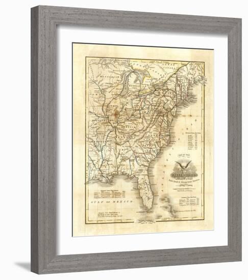 Map of The United States, c.1845-John Warner Barber-Framed Art Print