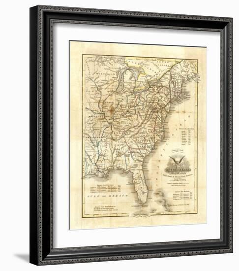 Map of The United States, c.1845-John Warner Barber-Framed Art Print