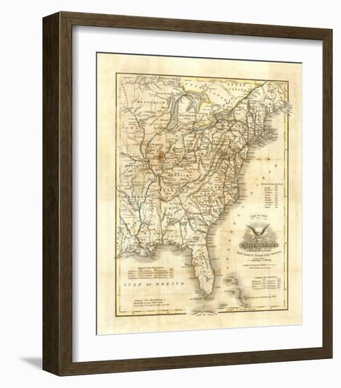 Map of The United States, c.1845-John Warner Barber-Framed Art Print