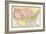 Map of the United States in 1861, at the Start of the Civil War-null-Framed Giclee Print