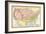 Map of the United States in 1861, at the Start of the Civil War-null-Framed Giclee Print