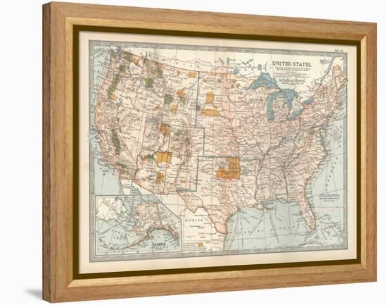 Map of the United States. Inset of Alaska-Encyclopaedia Britannica-Framed Stretched Canvas