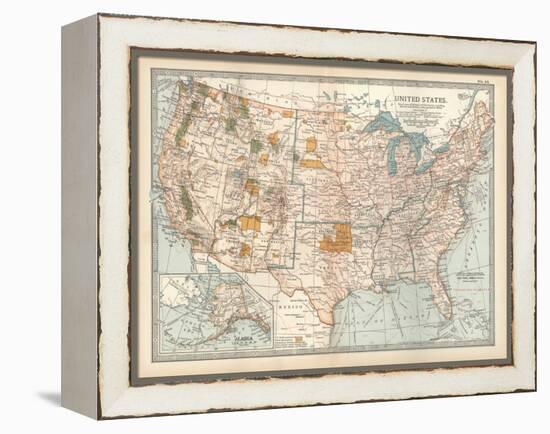 Map of the United States. Inset of Alaska-Encyclopaedia Britannica-Framed Stretched Canvas