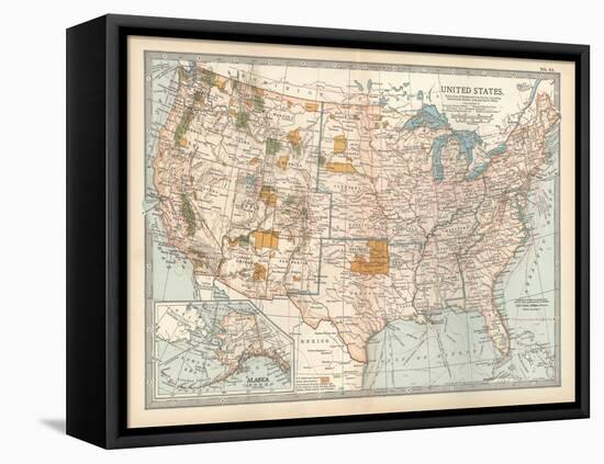 Map of the United States. Inset of Alaska-Encyclopaedia Britannica-Framed Stretched Canvas