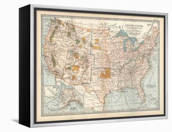 Map of the United States. Inset of Alaska-Encyclopaedia Britannica-Framed Stretched Canvas