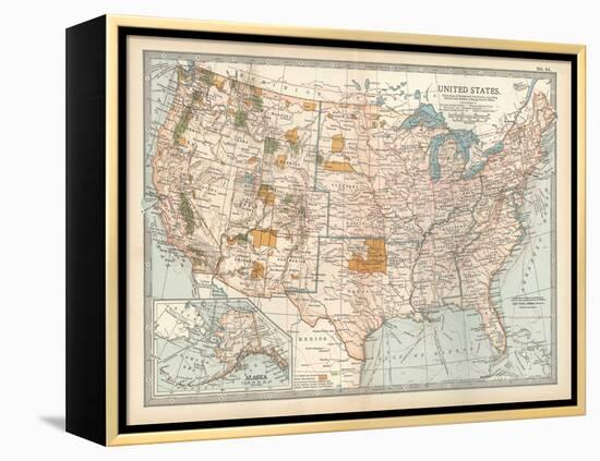 Map of the United States. Inset of Alaska-Encyclopaedia Britannica-Framed Stretched Canvas