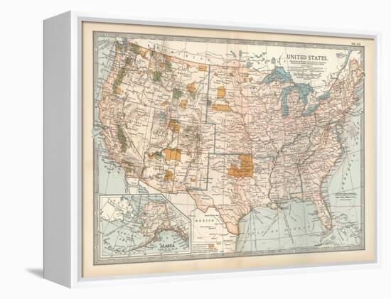 Map of the United States. Inset of Alaska-Encyclopaedia Britannica-Framed Stretched Canvas