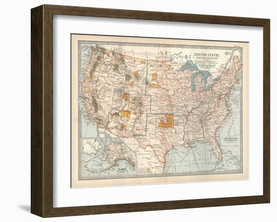 Map of the United States. Inset of Alaska-Encyclopaedia Britannica-Framed Art Print