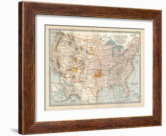 Map of the United States. Inset of Alaska-Encyclopaedia Britannica-Framed Art Print