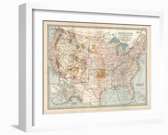 Map of the United States. Inset of Alaska-Encyclopaedia Britannica-Framed Art Print