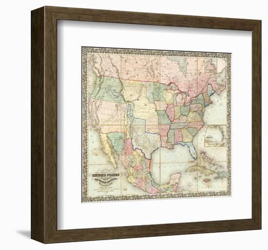 Map of The United States of America, c.1848-J^ H^ Colton-Framed Art Print