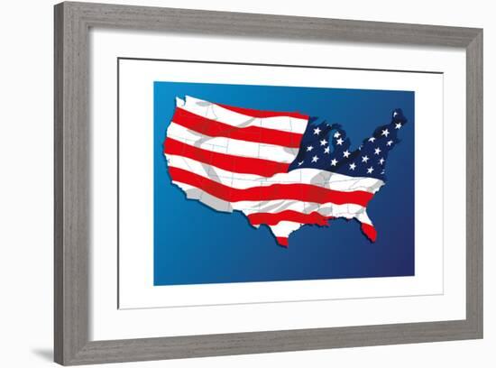 Map Of The United States Of America States, With Each State On Its Shape-Blink Blink-Framed Art Print