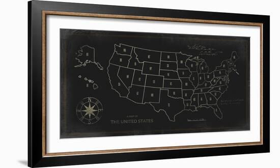 Map of The United States-Ken Hurd-Framed Giclee Print