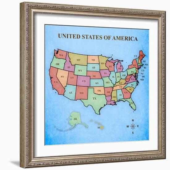 Map of the United States-Josefina-Framed Art Print