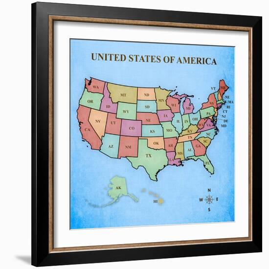 Map of the United States-Josefina-Framed Art Print