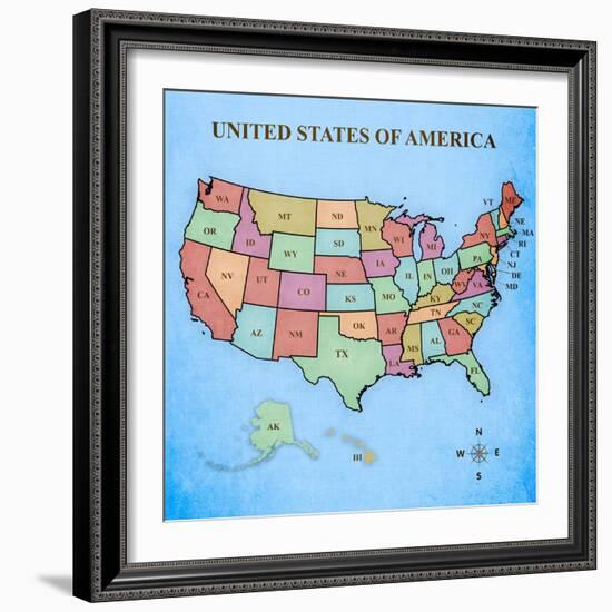 Map of the United States-Josefina-Framed Art Print