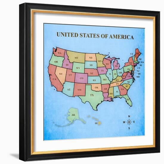 Map of the United States-Josefina-Framed Art Print