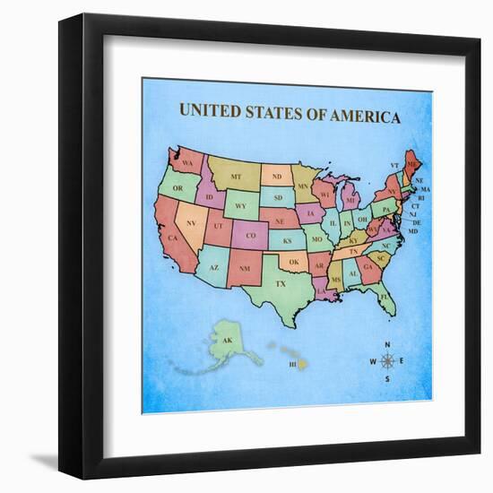 Map of the United States-Josefina-Framed Art Print